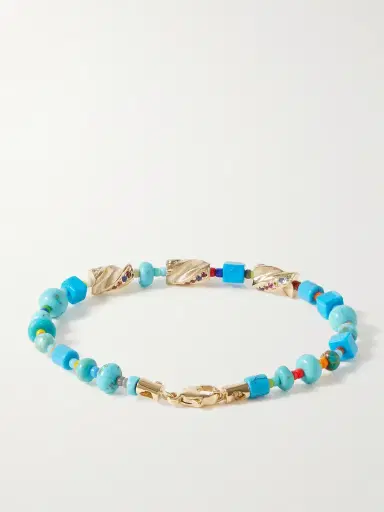 LUIS MORAIS Drill Bit 14-Karat Gold Multi-Stone Beaded Bracelet - Men | Thumbnail 3