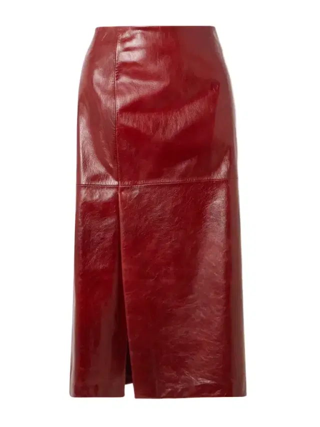 Paneled Leather Midi Skirt