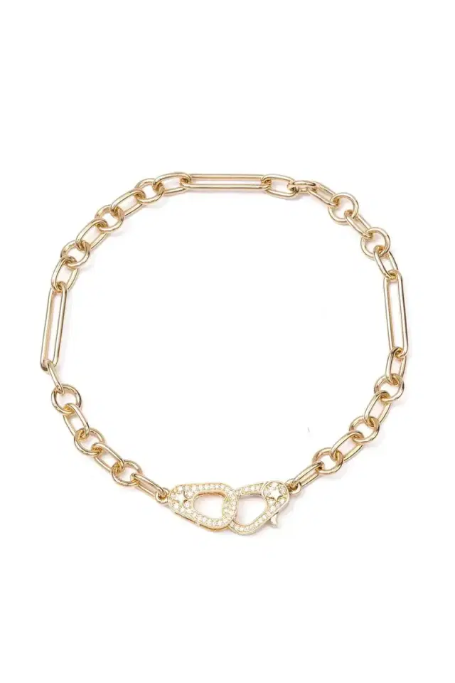Foundrae Pave Diamond Sister Hook Small Mixed Clip Bracelet
