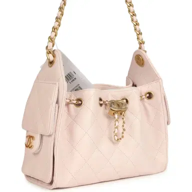 Chanel Chanel Mini 25 Hobo Bag Light Pink Caviar Antique Gold Hardware | Thumbnail 2