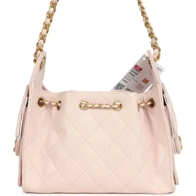 Chanel Chanel Mini 25 Hobo Bag Light Pink Caviar Antique Gold Hardware | Thumbnail 5