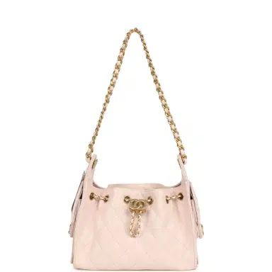 Chanel Chanel Mini 25 Hobo Bag Light Pink Caviar Antique Gold Hardware | Thumbnail 6