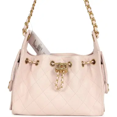 Chanel Chanel Mini 25 Hobo Bag Light Pink Caviar Antique Gold Hardware | Thumbnail 1