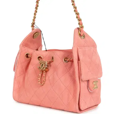 Chanel Chanel Mini 25 Hobo Bag Pink Suede Antique Gold Hardware | Thumbnail 3 Chanel Chanel Mini 25 Hobo Bag Pink Suede Antique Gold Hardware | Thumbnail 3