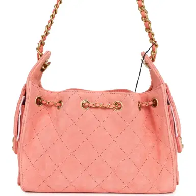 Chanel Chanel Mini 25 Hobo Bag Pink Suede Antique Gold Hardware | Thumbnail 5 Chanel Chanel Mini 25 Hobo Bag Pink Suede Antique Gold Hardware | Thumbnail 5