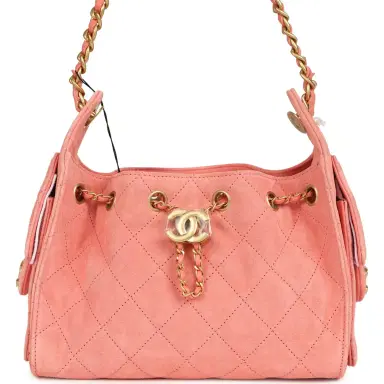 Chanel Chanel Mini 25 Hobo Bag Pink Suede Antique Gold Hardware | Thumbnail 1 Chanel Chanel Mini 25 Hobo Bag Pink Suede Antique Gold Hardware | Thumbnail 1