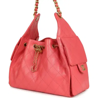 Chanel Chanel Small 25 Hobo Bag Coral Pink Caviar Antique Gold Hardware | Thumbnail 3 Chanel Chanel Small 25 Hobo Bag Coral Pink Caviar Antique Gold Hardware | Thumbnail 3