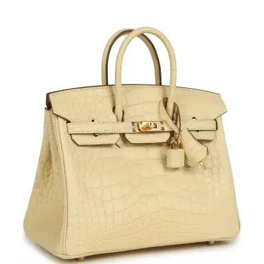HERMÈS Hermes Birkin 25 Vanille Matte Alligator Gold Hardware | Thumbnail 2