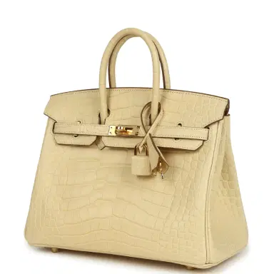 HERMÈS Hermes Birkin 25 Vanille Matte Alligator Gold Hardware | Thumbnail 5