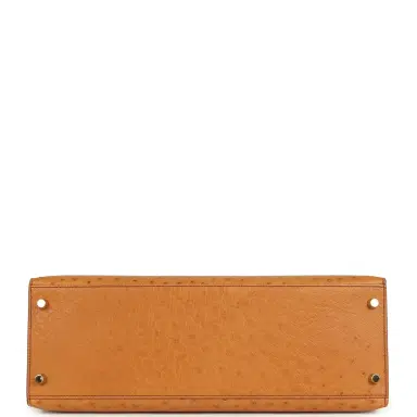 HERMÈS Pre-owned Hermes Kelly Sellier 35 Cognac Ostrich Gold Hardware | Thumbnail 6