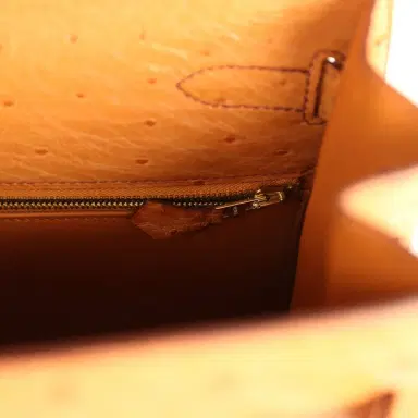 HERMÈS Pre-owned Hermes Kelly Sellier 35 Cognac Ostrich Gold Hardware | Thumbnail 9