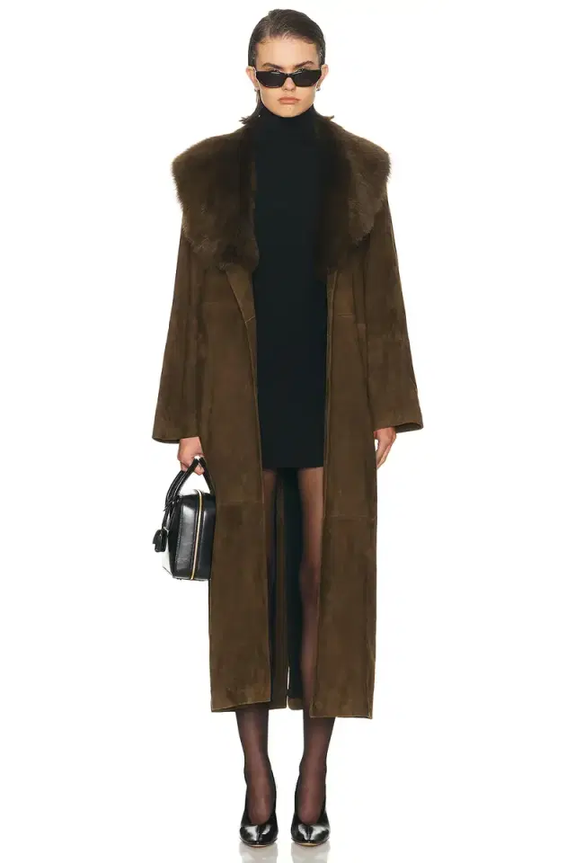 NOUR HAMMOUR Briona Luxurious Suede Coat