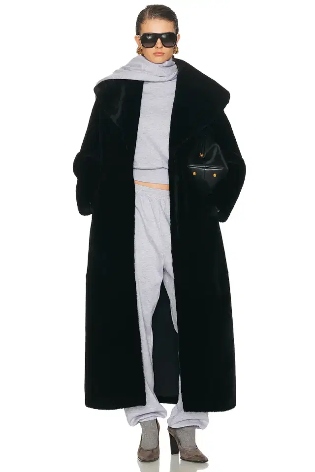 NOUR HAMMOUR Giovanna Enveloping Shearling Coat