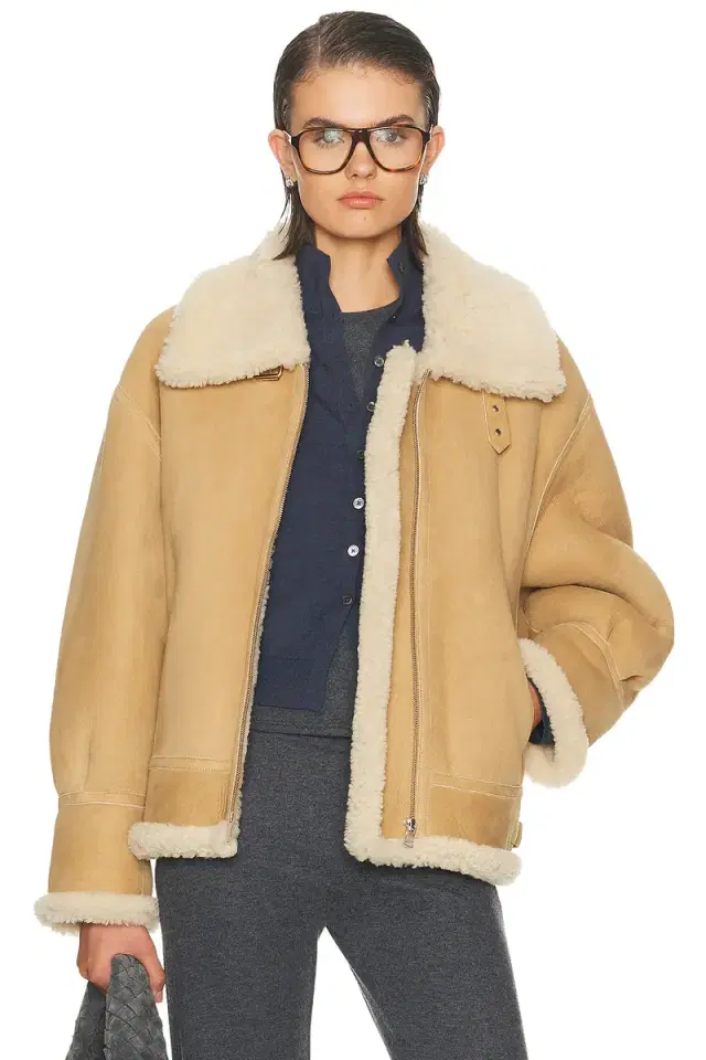 NOUR HAMMOUR Portia Modern Shearling Aviator Jacket
