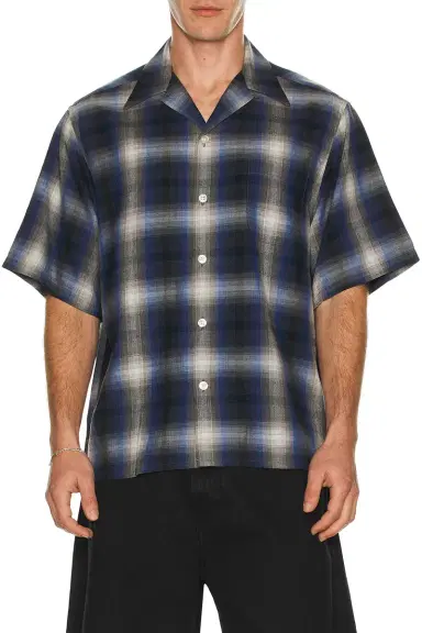 WACKO MARIA Ombre Check Open Collar Shirt | Thumbnail 1