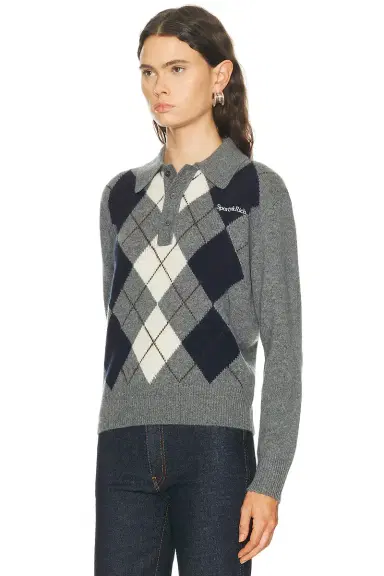 Sporty & Rich Serif Logo Cashmere Polo Sweater | Thumbnail 2 Sporty & Rich Serif Logo Cashmere Polo Sweater | Thumbnail 2