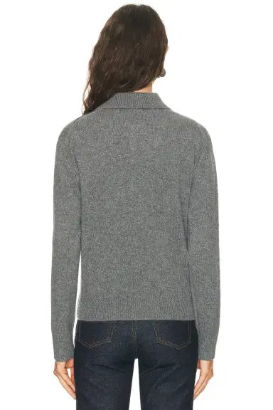 Sporty & Rich Serif Logo Cashmere Polo Sweater | Thumbnail 3 Sporty & Rich Serif Logo Cashmere Polo Sweater | Thumbnail 3