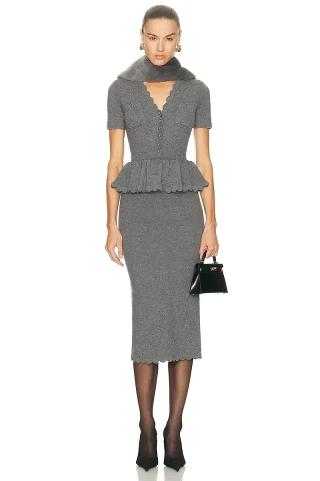 self-portrait Peplum Knit Midi Dress