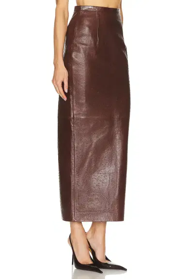 The New Arrivals by Ilkyaz Ozel Raja Leather Skirt | Thumbnail 2
