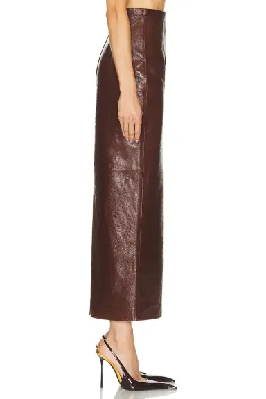 The New Arrivals by Ilkyaz Ozel Raja Leather Skirt | Thumbnail 3