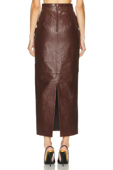 The New Arrivals by Ilkyaz Ozel Raja Leather Skirt | Thumbnail 4
