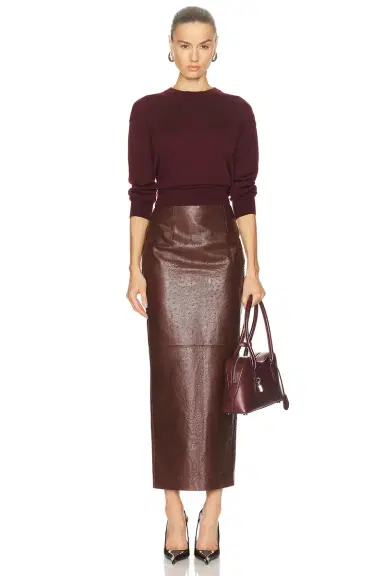 The New Arrivals by Ilkyaz Ozel Raja Leather Skirt | Thumbnail 5