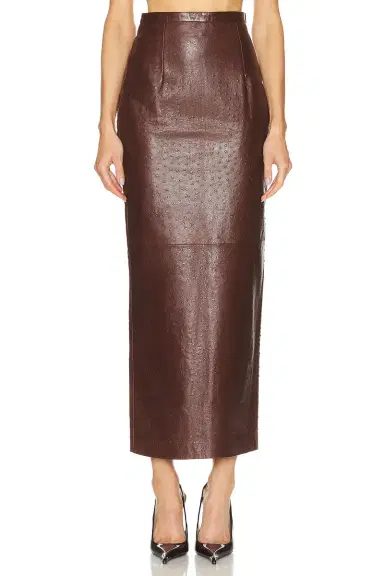 The New Arrivals by Ilkyaz Ozel Raja Leather Skirt | Thumbnail 1