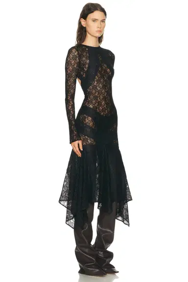 The Attico Long Sleeve Lace Midi Dress | Thumbnail 2 The Attico Long Sleeve Lace Midi Dress | Thumbnail 2