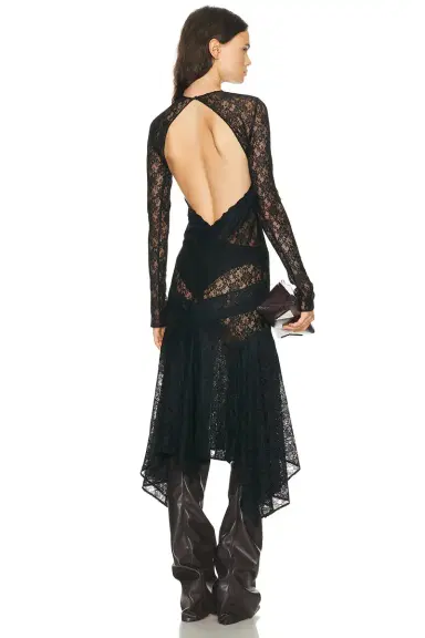 The Attico Long Sleeve Lace Midi Dress | Thumbnail 4 The Attico Long Sleeve Lace Midi Dress | Thumbnail 4