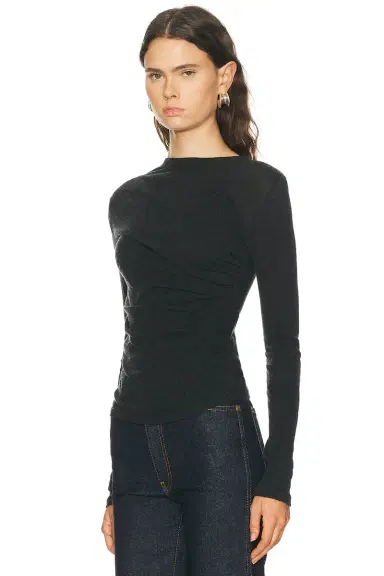 Enza Costa Cashmere Jersey Draped Long Sleeve Crewneck Top | Thumbnail 3 Enza Costa Cashmere Jersey Draped Long Sleeve Crewneck Top | Thumbnail 3