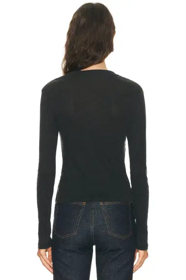 Enza Costa Cashmere Jersey Draped Long Sleeve Crewneck Top | Thumbnail 4 Enza Costa Cashmere Jersey Draped Long Sleeve Crewneck Top | Thumbnail 4