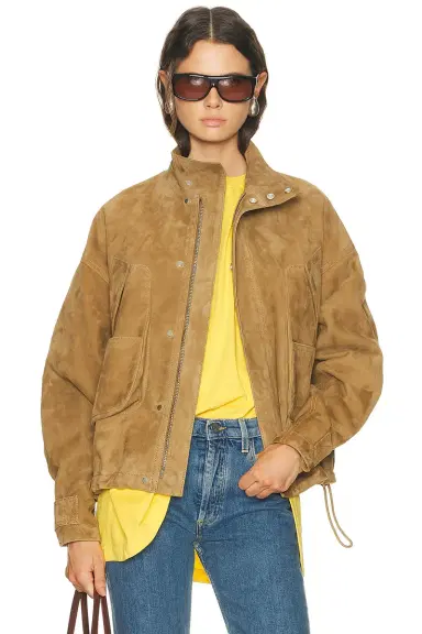 THE ATTICO Suede Bomber Jacket | Thumbnail 1 THE ATTICO Suede Bomber Jacket | Thumbnail 1