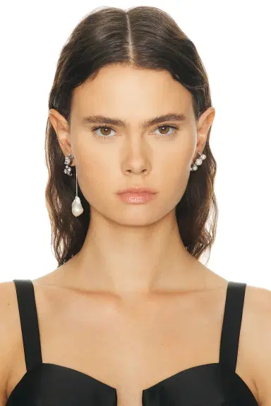 Givenchy Crystal Pearl Silvery Hoops Earrings | Thumbnail 2