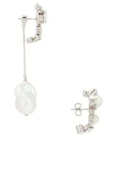 Givenchy Crystal Pearl Silvery Hoops Earrings | Thumbnail 3