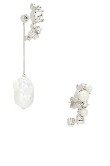 Givenchy Crystal Pearl Silvery Hoops Earrings | Thumbnail 1