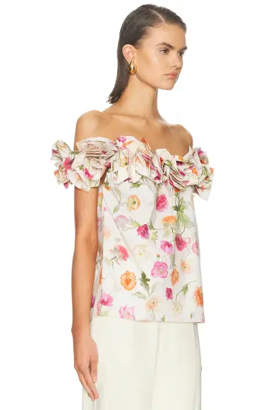Carolina Herrera Off The Shoulder Flower Top | Thumbnail 2 Carolina Herrera Off The Shoulder Flower Top | Thumbnail 2