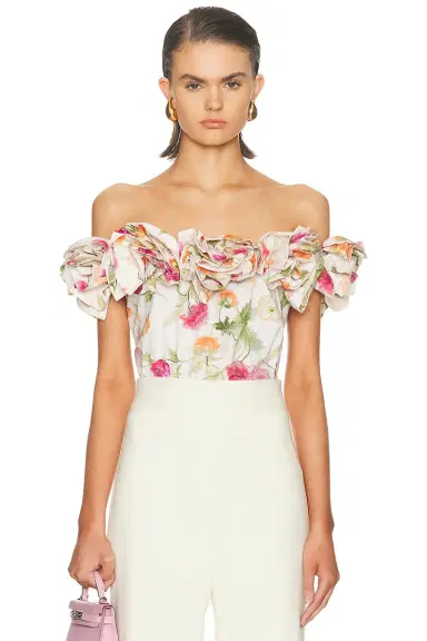Carolina Herrera Off The Shoulder Flower Top | Thumbnail 1 Carolina Herrera Off The Shoulder Flower Top | Thumbnail 1