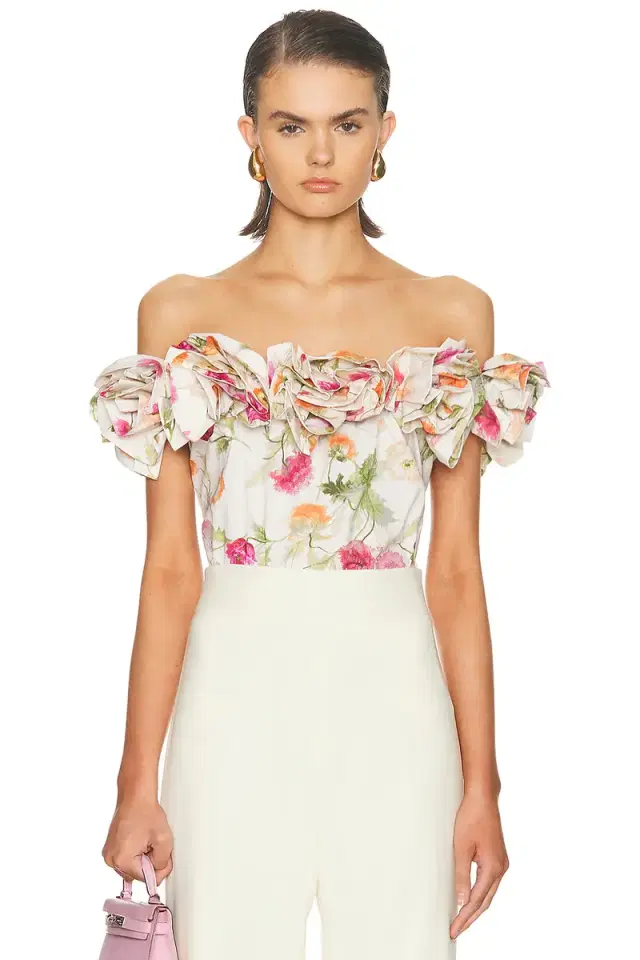 Carolina Herrera Off The Shoulder Flower Top