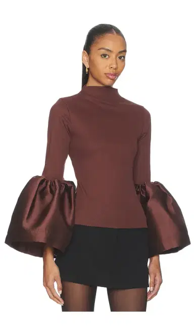 MARQUES ALMEIDA Heavy Satin Turtleneck Puff Sleeve Top | Thumbnail 2 MARQUES ALMEIDA Heavy Satin Turtleneck Puff Sleeve Top | Thumbnail 2