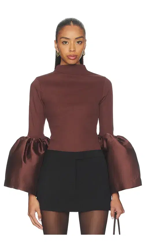 MARQUES ALMEIDA Heavy Satin Turtleneck Puff Sleeve Top
