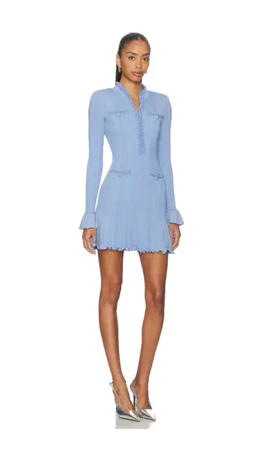 self-portrait Pearl Trim Knit Mini Dress | Thumbnail 2