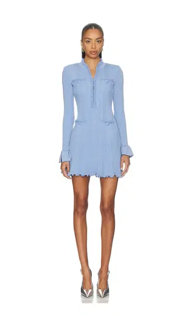self-portrait Pearl Trim Knit Mini Dress | Thumbnail 1