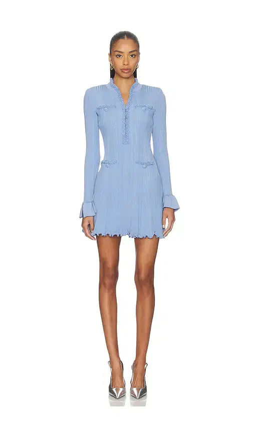 self-portrait Pearl Trim Knit Mini Dress
