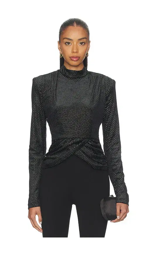 ROTATE Velvet Draped Top