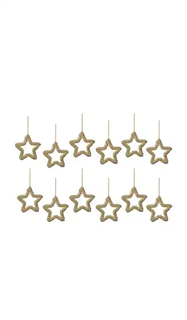 The Favorites Golden Pearl Star Ornament Set Of 12 | Thumbnail 1 The Favorites Golden Pearl Star Ornament Set Of 12 | Thumbnail 1