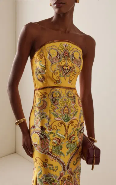 ALÉMAIS Exclusive Marion Strapless Printed Twill Midi Dress | Thumbnail 2