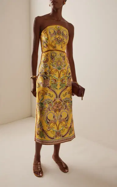 ALÉMAIS Exclusive Marion Strapless Printed Twill Midi Dress | Thumbnail 3