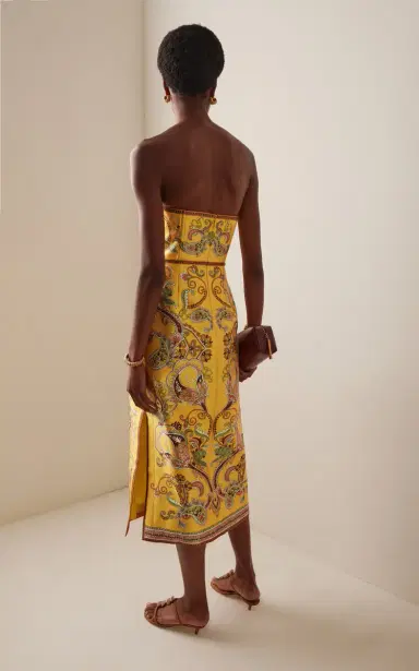 ALÉMAIS Exclusive Marion Strapless Printed Twill Midi Dress | Thumbnail 4