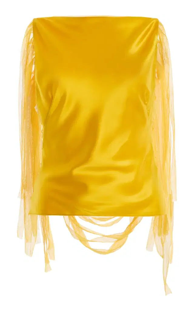 Christopher Esber Exclusive Lattice lace-Trimmed Hammered-Silk Top