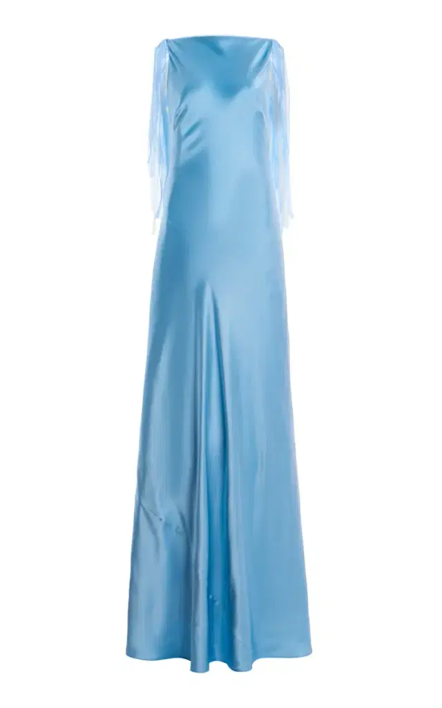 Exclusive Lattice Lace-Detailed Silk Maxi Dress